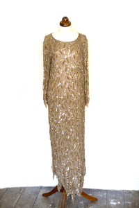 Vintage 1980s Gold Silk Sequin Dress