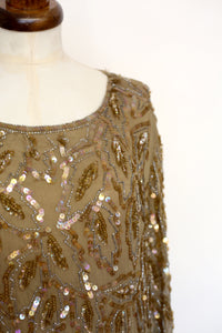 Vintage 1980s Gold Silk Sequin Dress