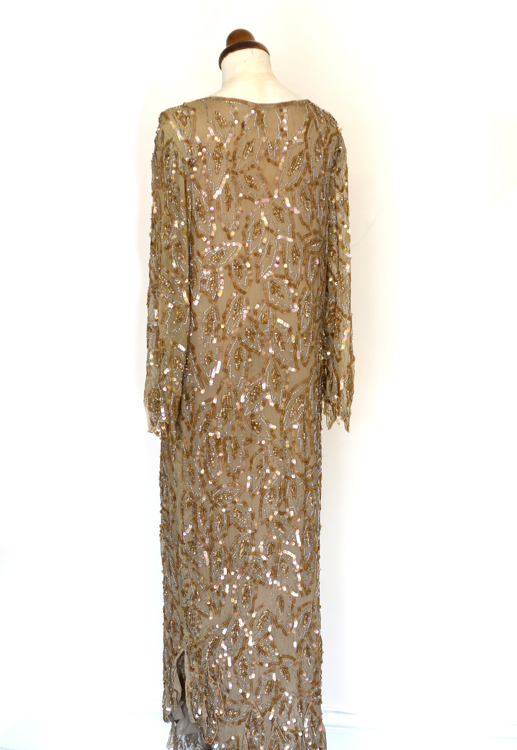 Vintage 1980s Gold Silk Sequin Dress