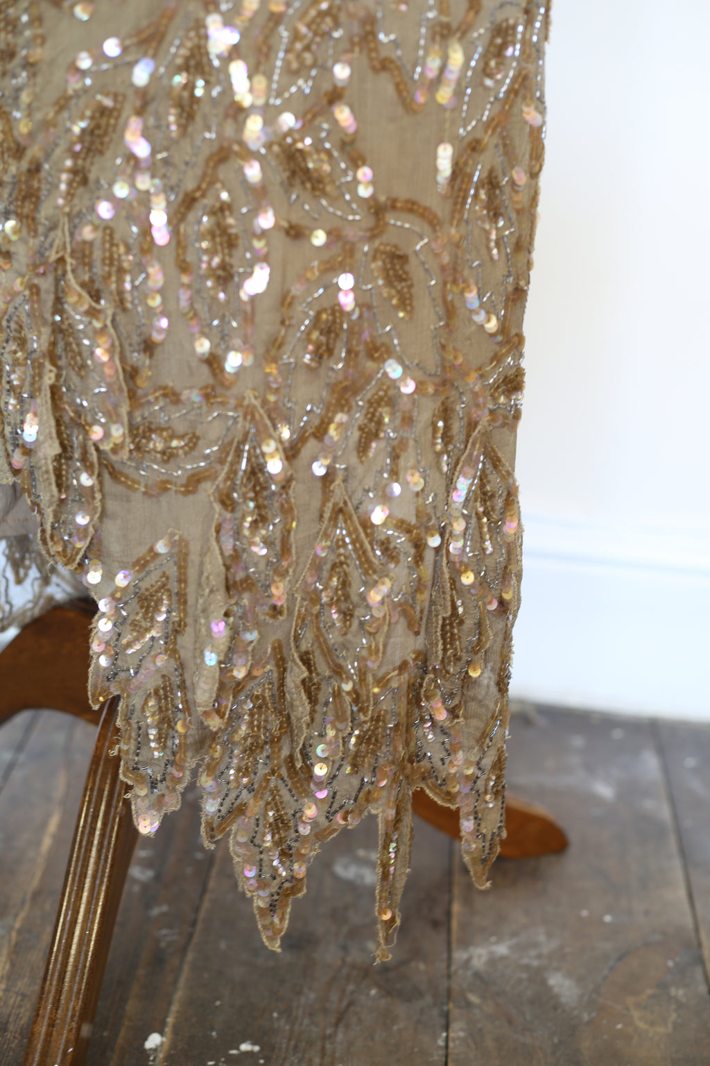Vintage 1980s Gold Silk Sequin Dress