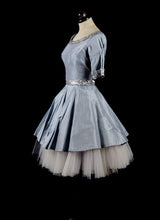CATHY - Blue sequinned silk dress
