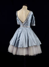 CATHY - Blue sequinned silk dress