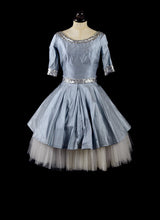 CATHY - Blue sequinned silk dress