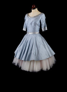 CATHY - Blue sequinned silk dress
