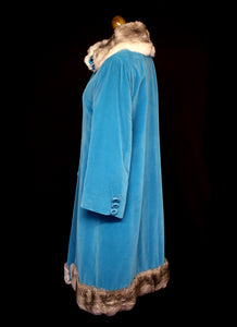 Vintage 1950s Blue Velvet Princess Coat