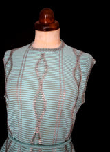 Vintage 1960s Blue Beaded Knit Tunic Top