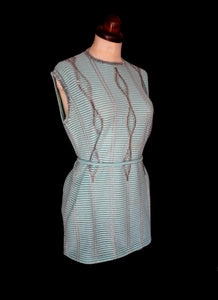Vintage 1960s Blue Beaded Knit Tunic Top