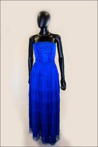 Lapis - Fringed Silk Gown
