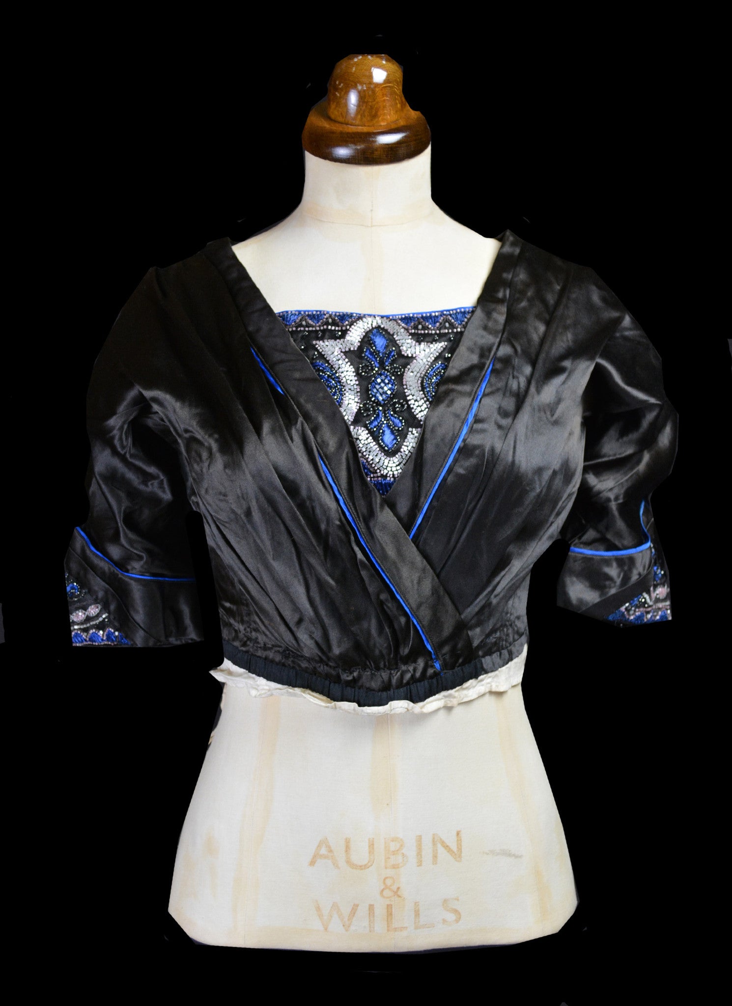 Antique Edwardian Black Beaded Bodice Top