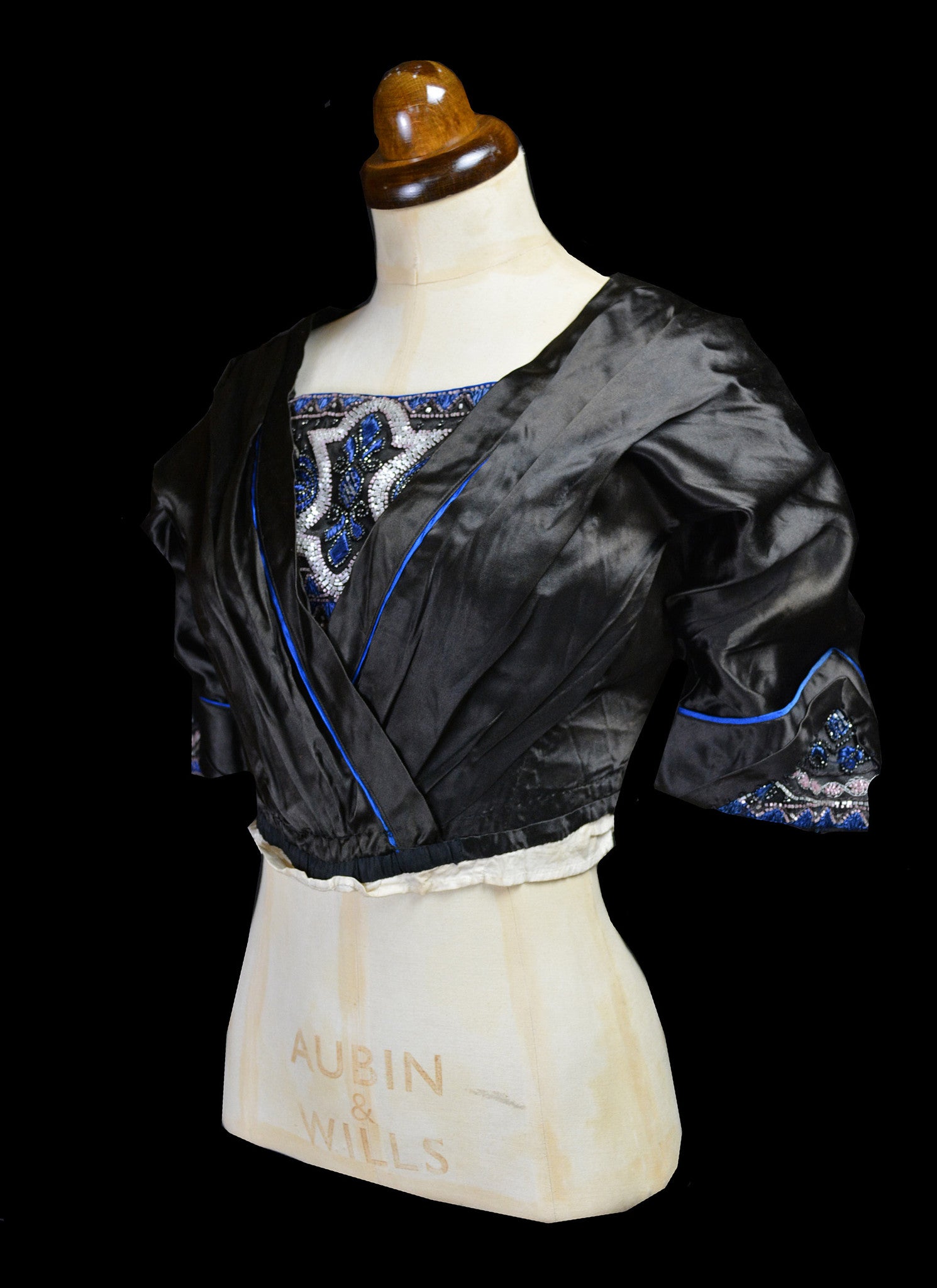 Antique Edwardian Black Beaded Bodice Top