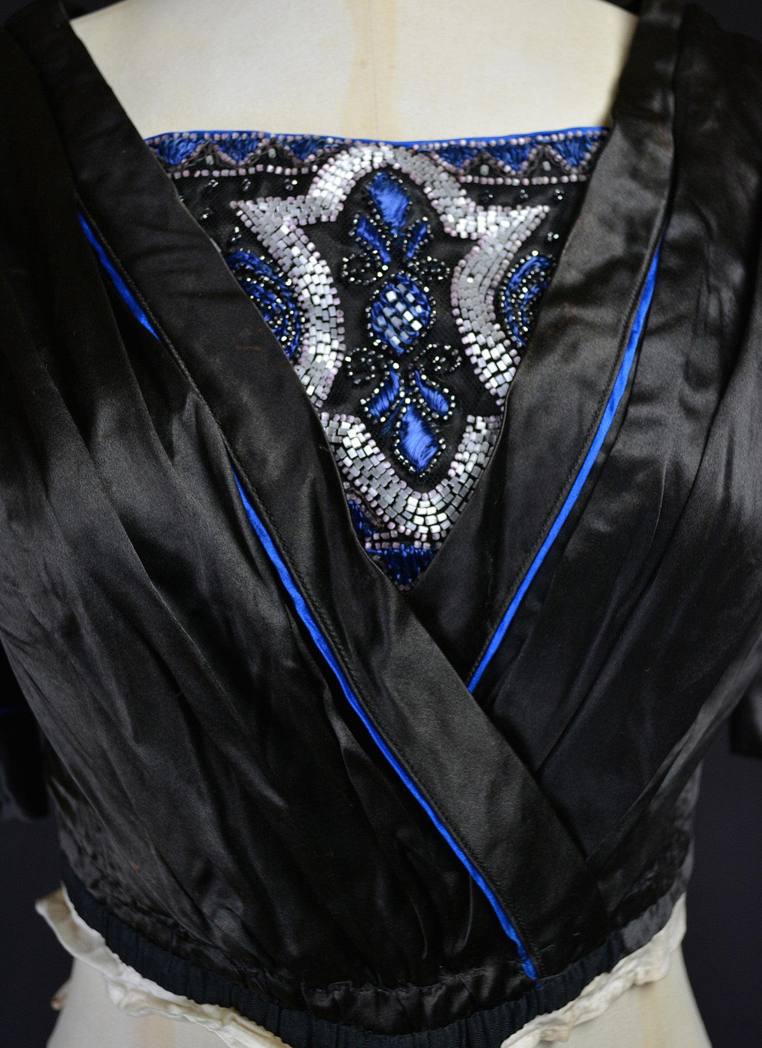 Antique Edwardian Black Beaded Bodice Top