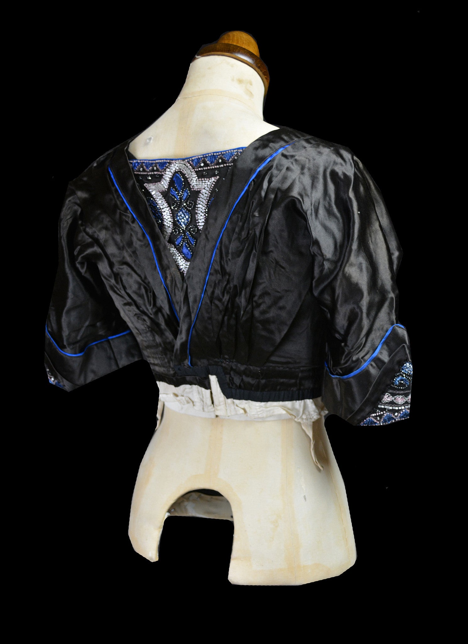Antique Edwardian Black Beaded Bodice Top
