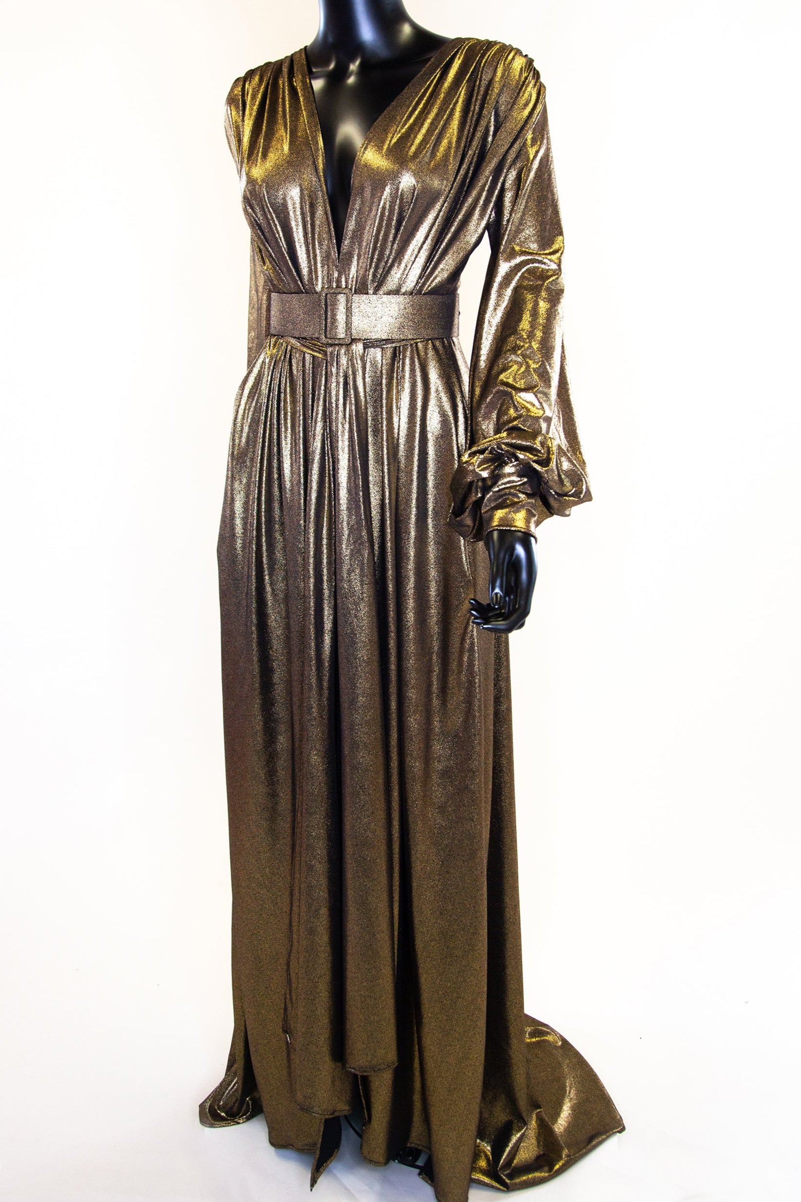 Vamp - Gold Lame Maxi Dress