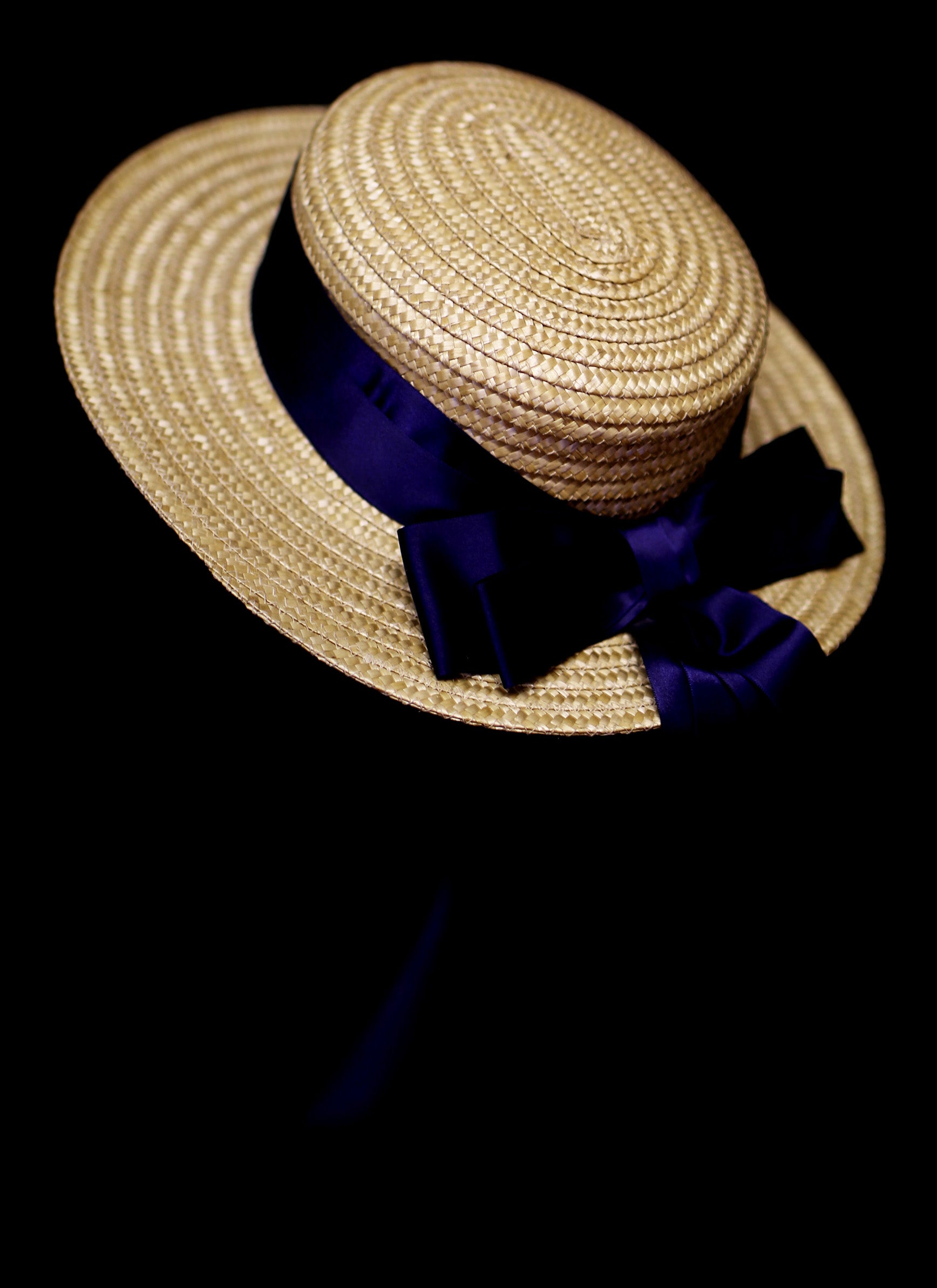 Vintage 1980s Laura Ashley Straw Boater Hat