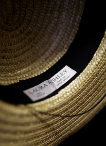 Vintage 1980s Laura Ashley Straw Boater Hat