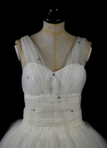 Louisa - Beaded Ivory Tulle Tea Length Wedding Gown