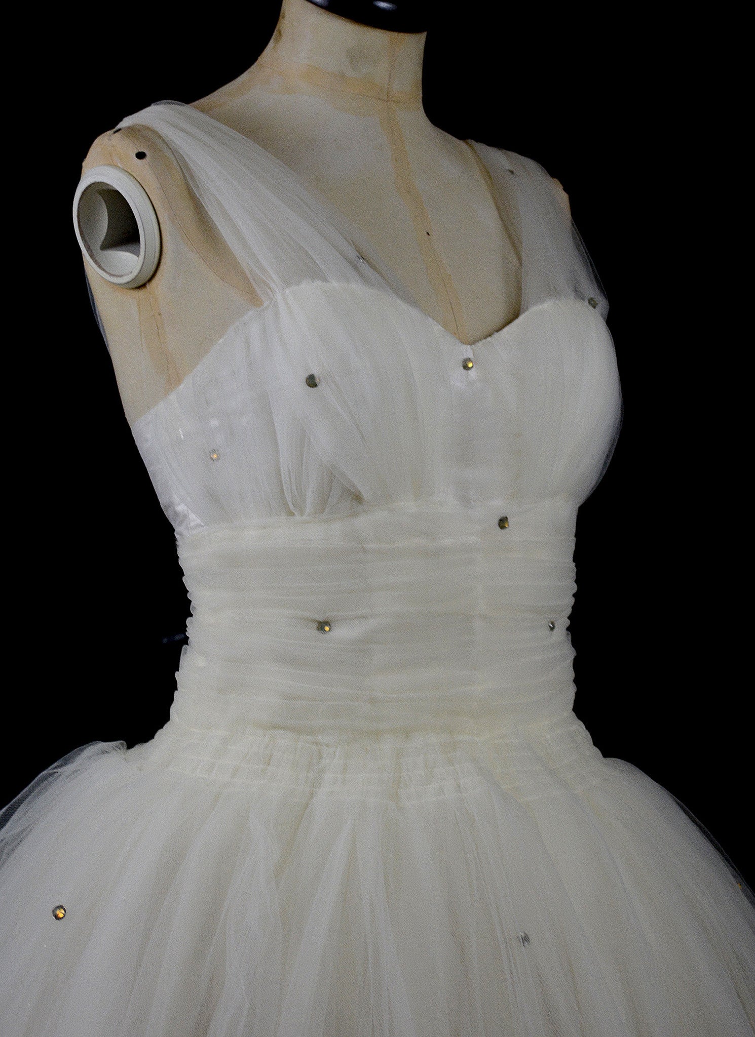 Louisa - Beaded Ivory Tulle Tea Length Wedding Gown