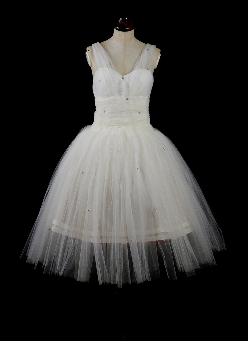 Louisa - Beaded Ivory Tulle Tea Length Wedding Gown