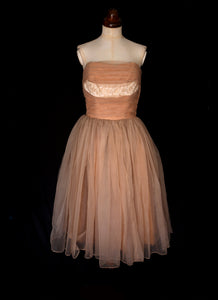Vintage 1950s Cappuccino Prom Dress