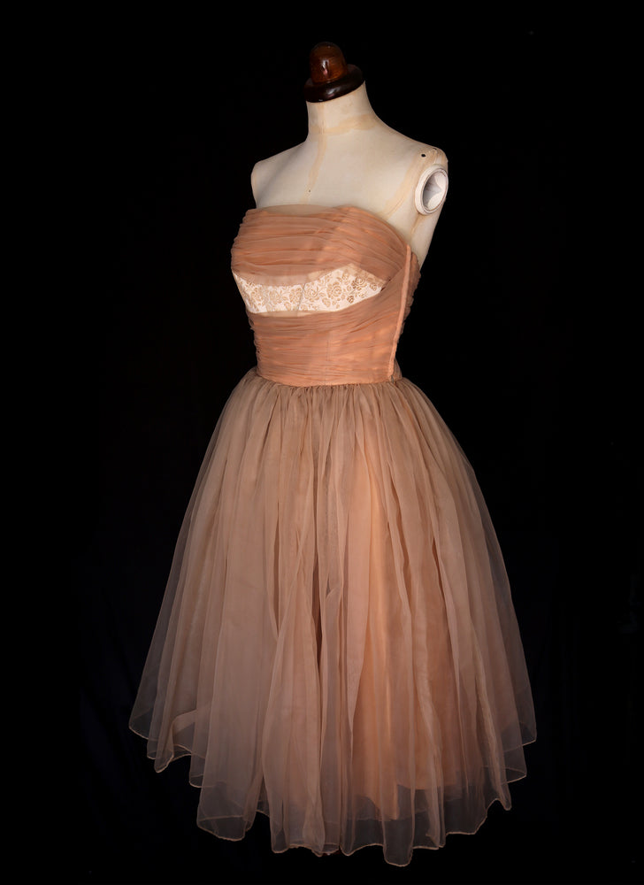 Vintage 1950s Cappuccino Prom Dress