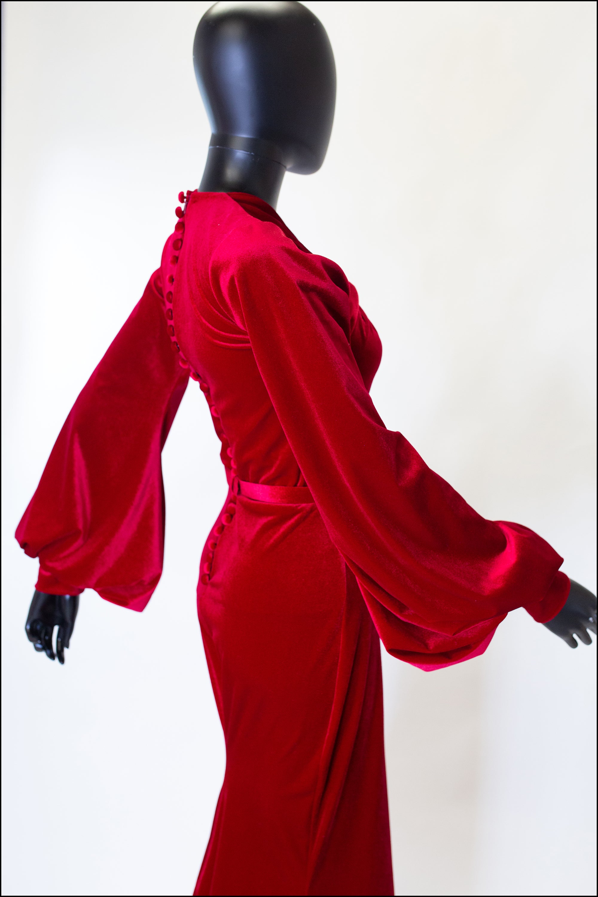 Myrna - Red Velvet Old Hollywood Gown