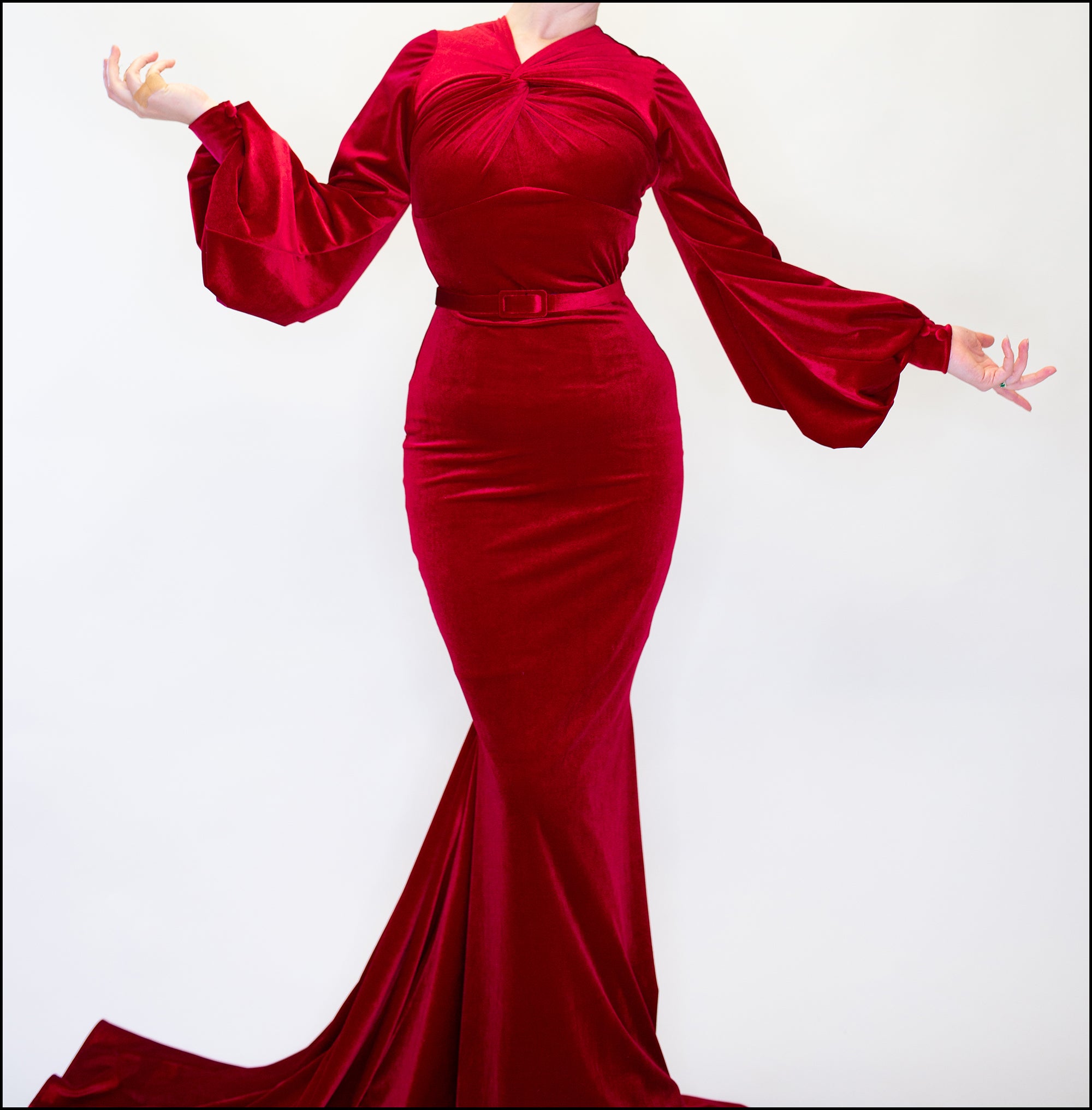 Myrna - Red Velvet Old Hollywood Gown ALEXANDRA-KING Myrna - Red Velvet Old Hollywood Gown ALEXANDRA-KING
