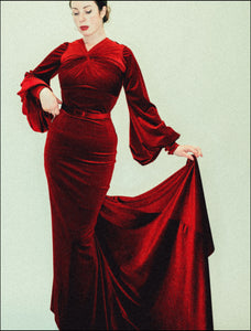 Myrna - Red Velvet Gown