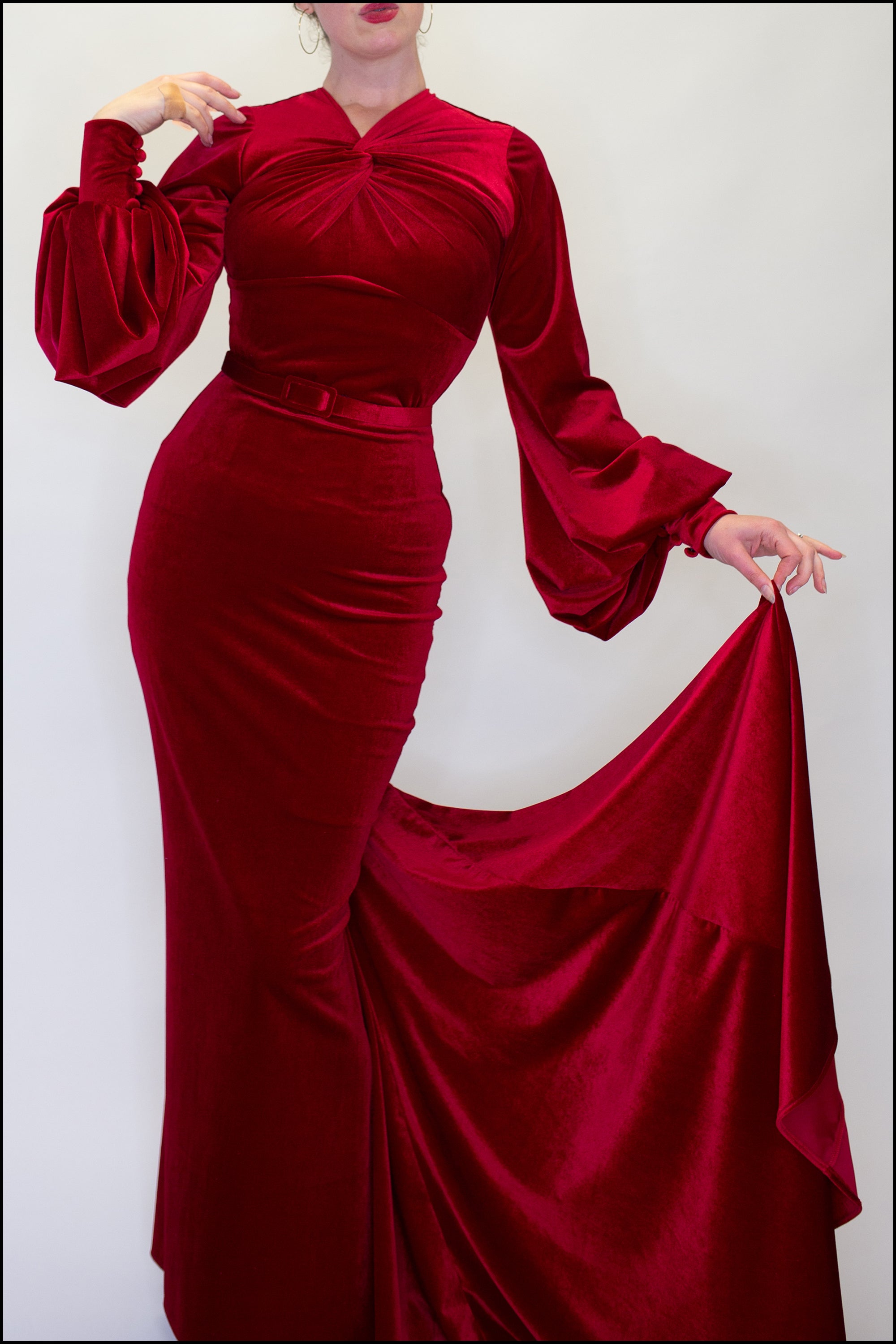 Real Photos Elegant Full Sleeve Red Evening Dresses Lace Appliques A-line  Floor-length Evening Gowns on Luulla