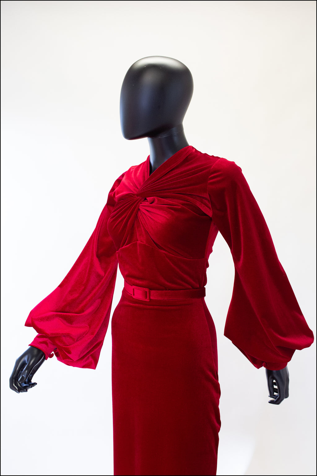 Myrna - Red Velvet Old Hollywood Gown