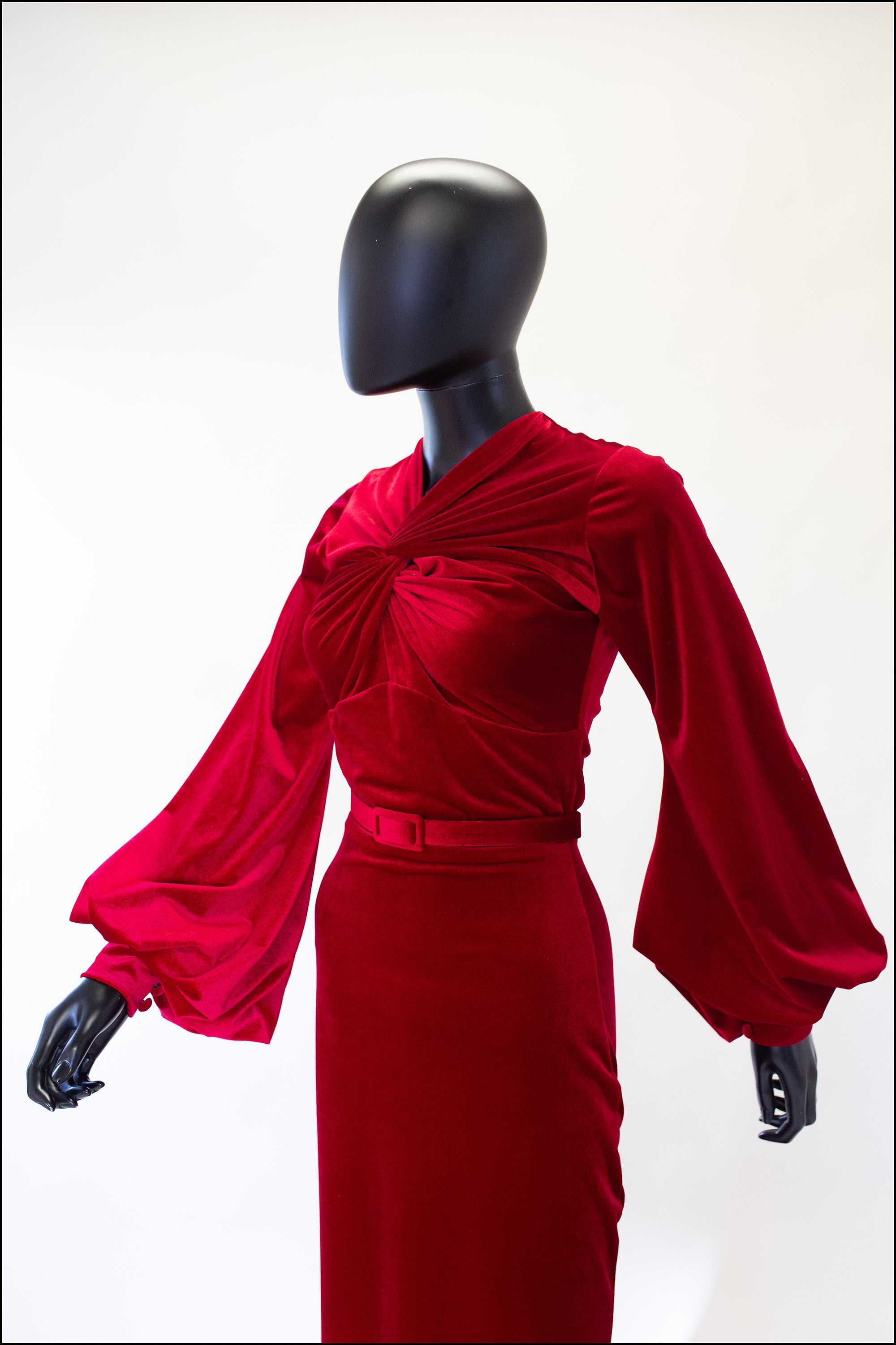 Myrna - Red Velvet Old Hollywood Gown