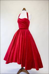 Crimson - Red Velvet Ballgown Dress