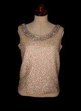 Vintage 1960s Iridescent Ivory Sequin Top