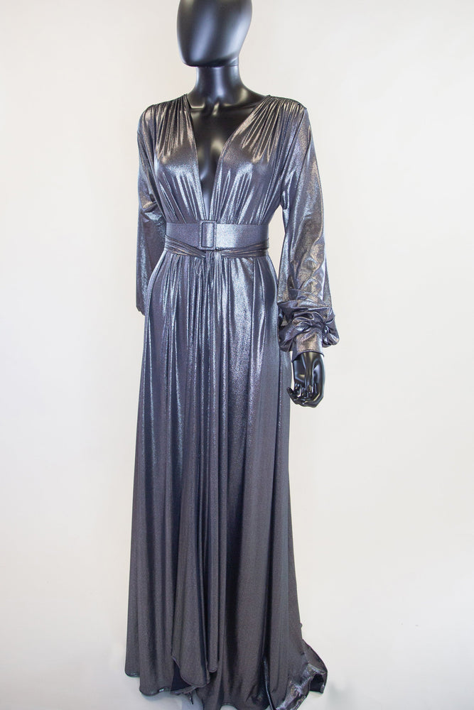 Vamp - Metallic Silver Maxi Dress