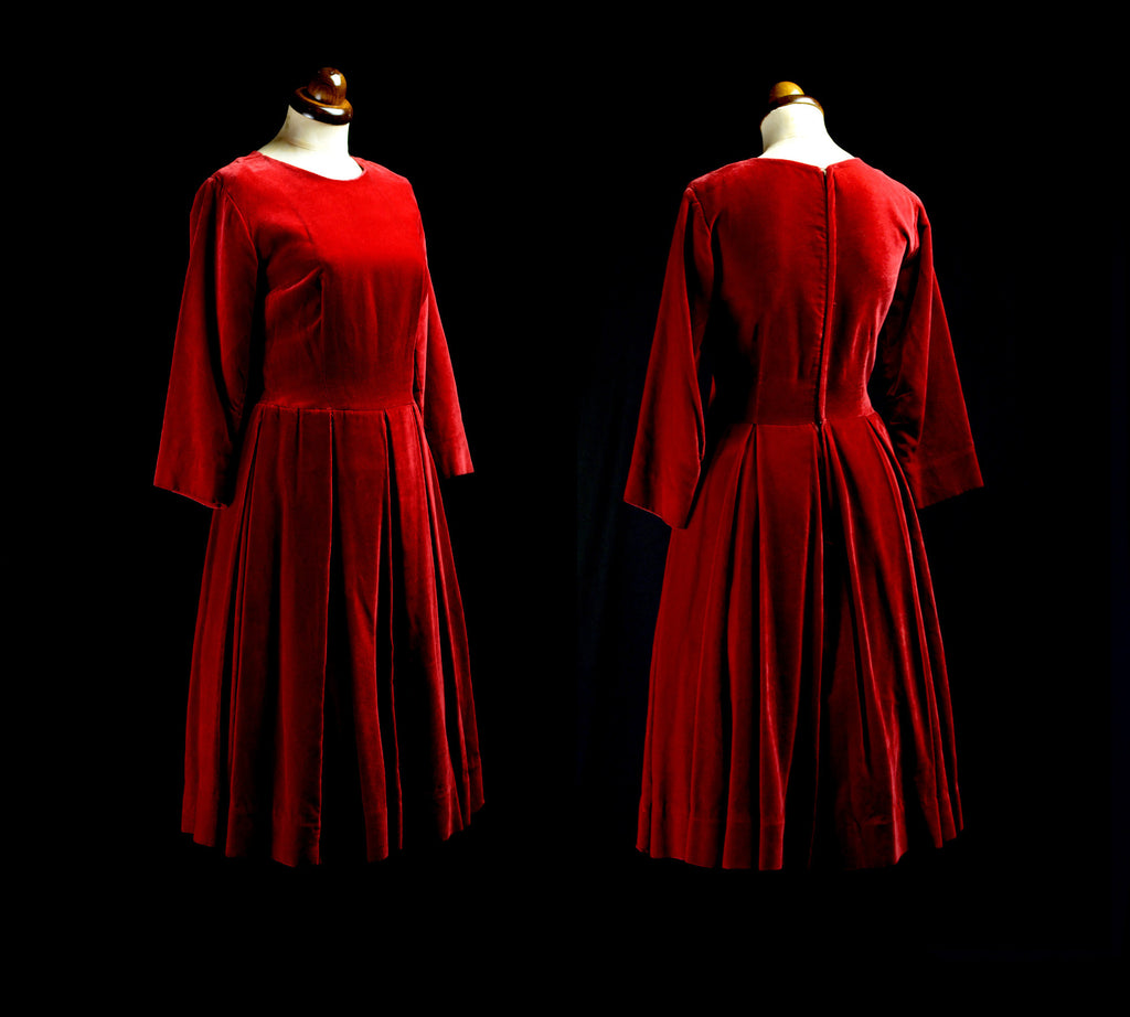 Vintage 1950s Red Velvet Dress