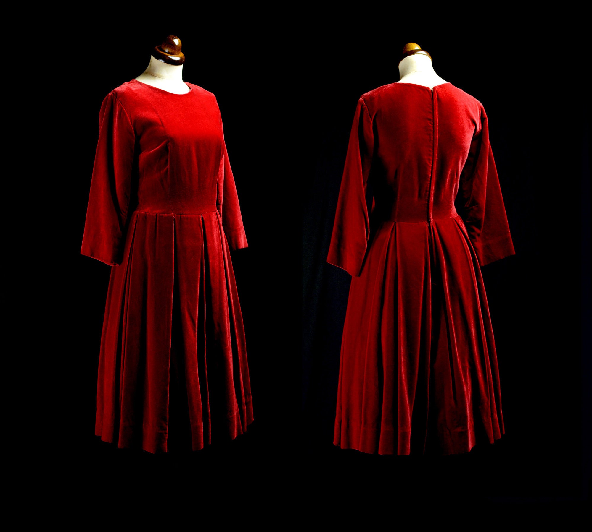 Vintage 1950s Red Velvet Dress