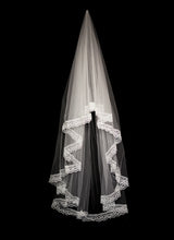 Vintage White Lace Edge Full Length Wedding Veil