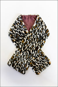 Vintage 1950s Leopard Faux Fur Scarf