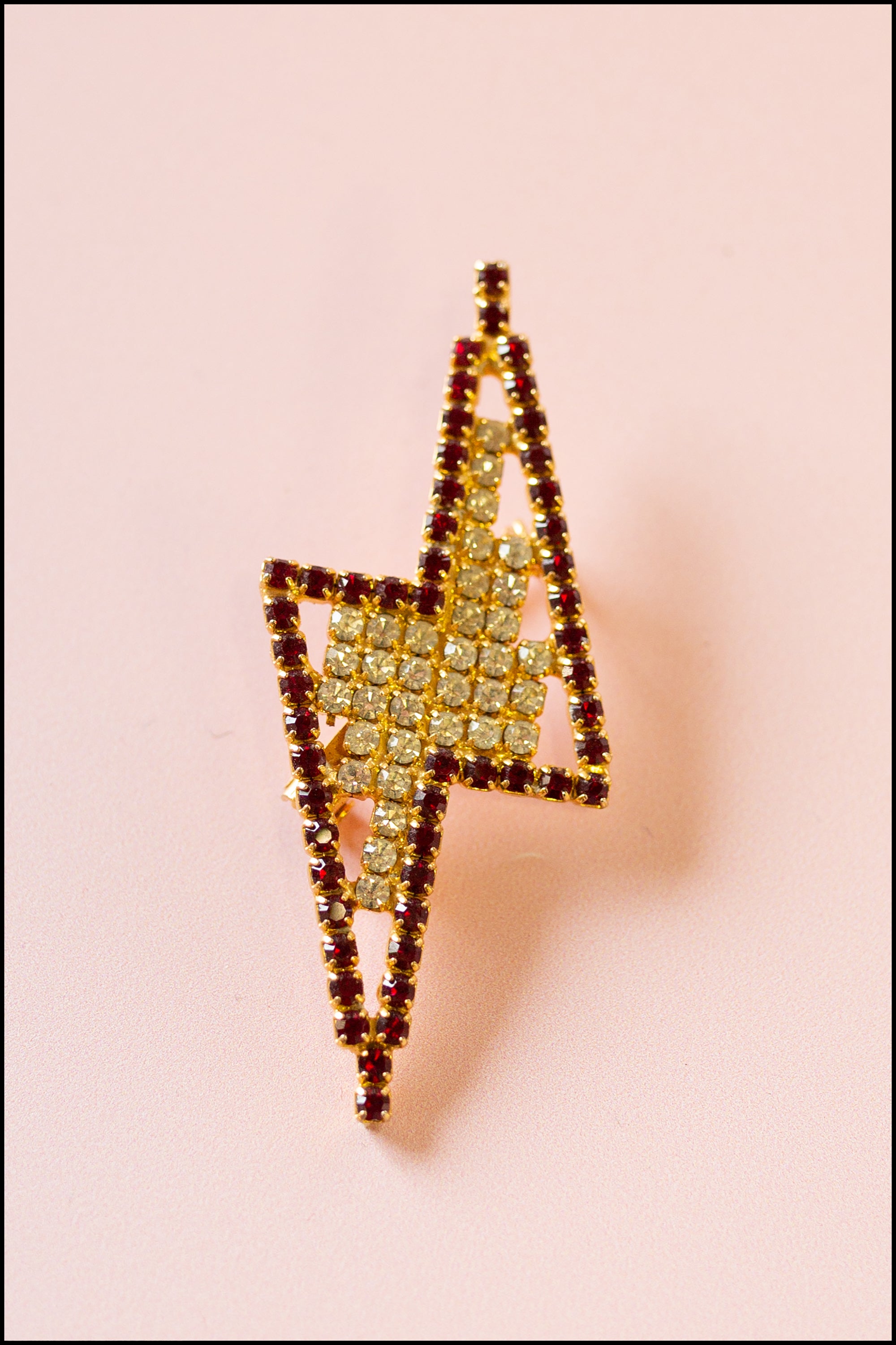 Vintage 1970s Lightning Bolt Rhinestone Brooch