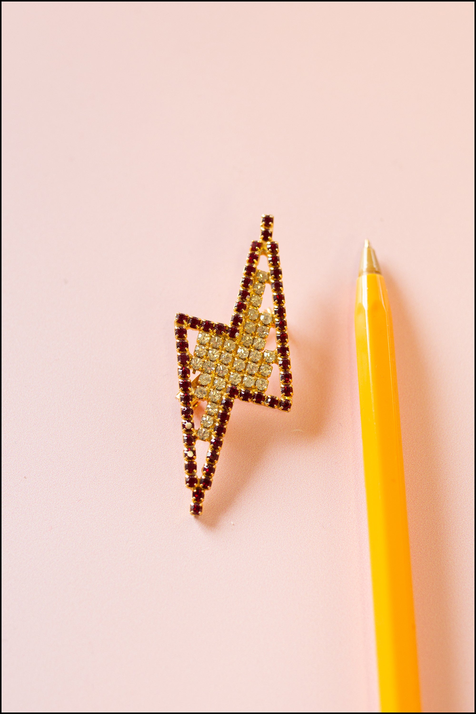 Vintage 1970s Lightning Bolt Rhinestone Brooch