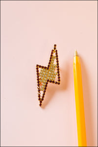 Vintage 1970s Lightning Bolt Rhinestone Brooch