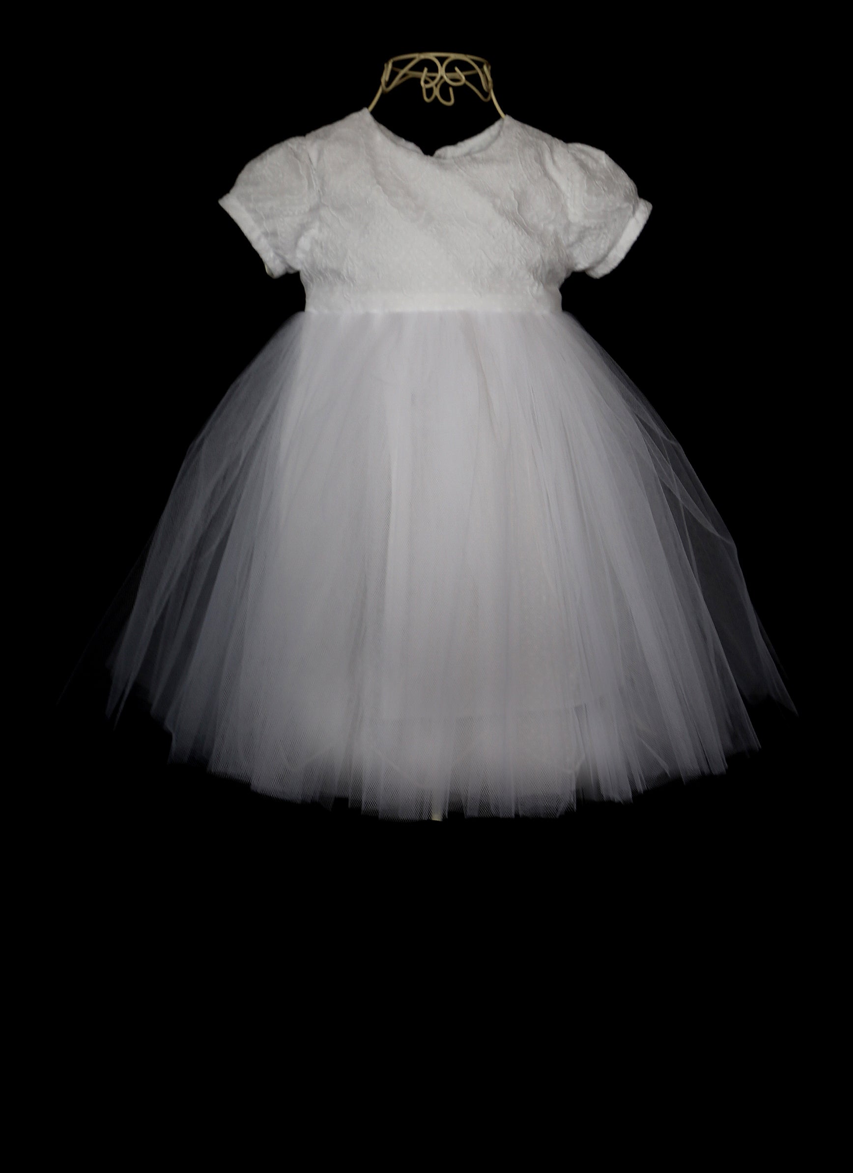 Poppy White Lace and Tulle Flower Girl Dress