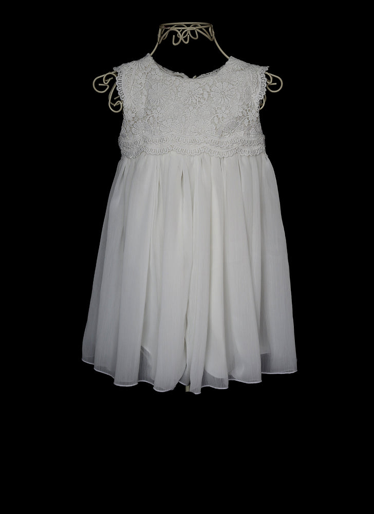Molly - White Guipure lace Flower Girl Dress