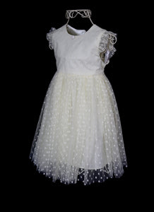 Molly - Cream Dotty Tulle Flower Girl Dress