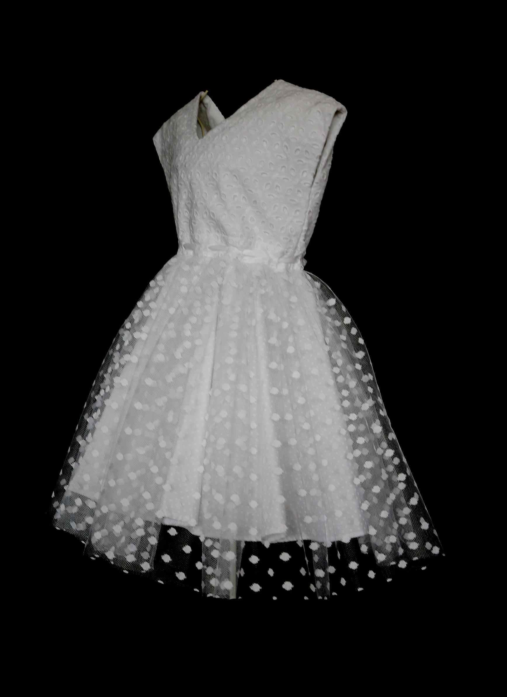 Lottie -white broderie anglaise cotton tulle flower girl dress