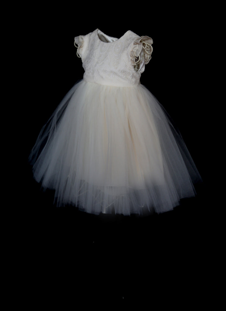 Daisy Lace and Tulle Ivory Flower Girl Dress