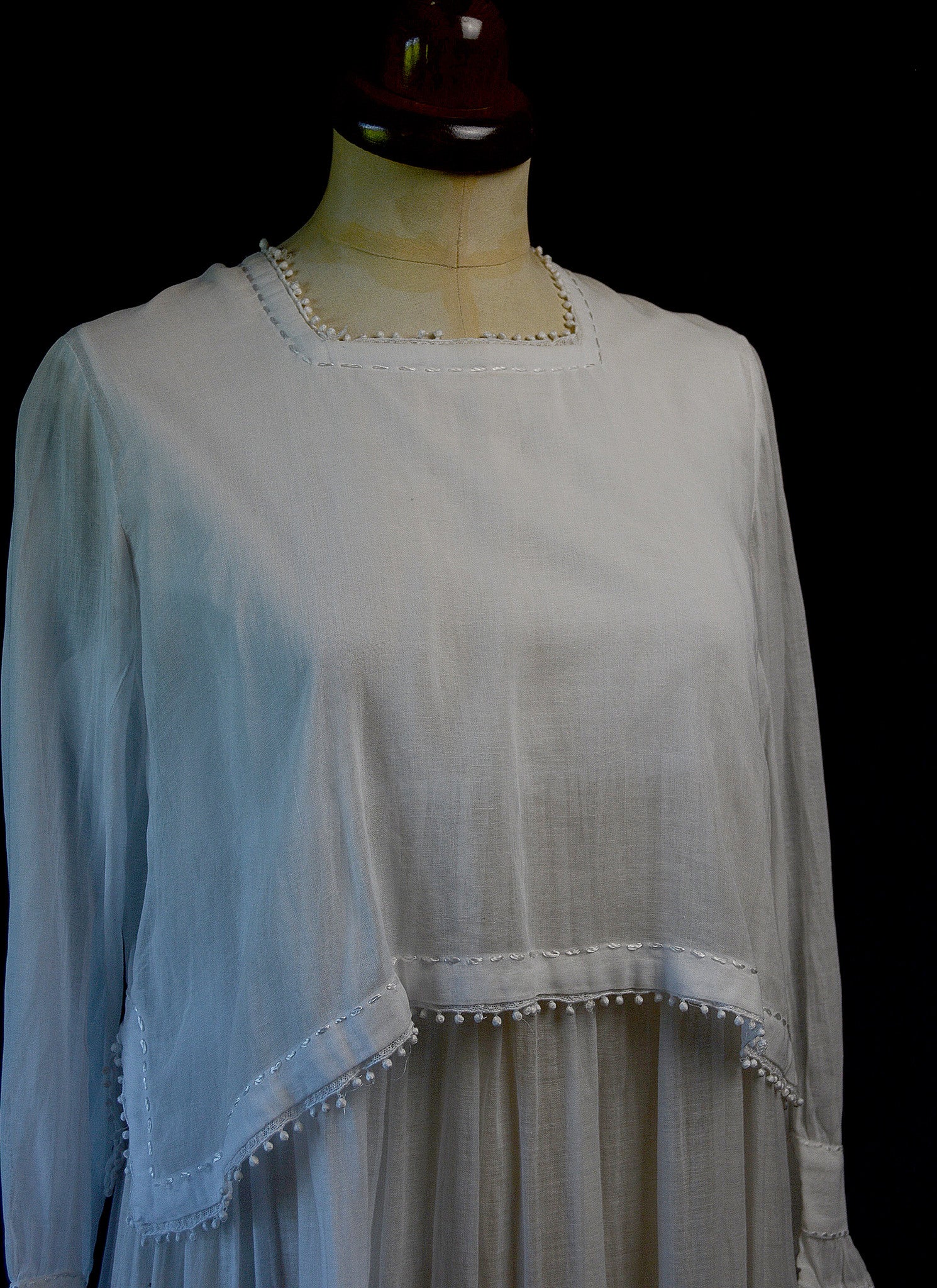 Antique 1910s White Embroidered Cotton Dress
