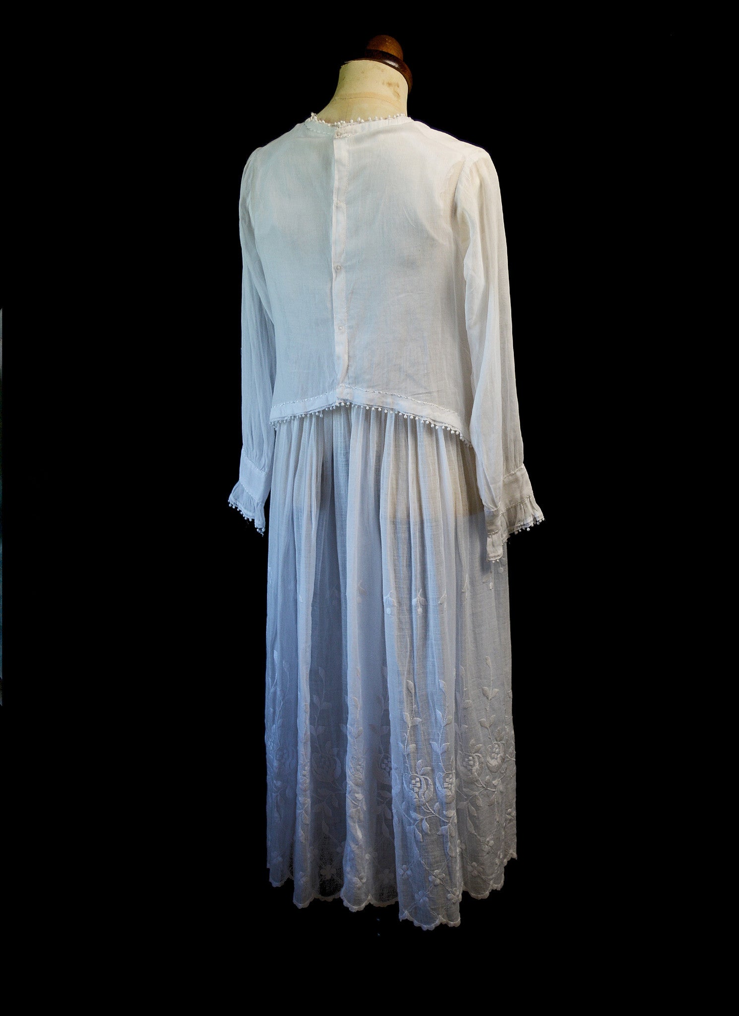 Antique 1910s White Embroidered Cotton Dress