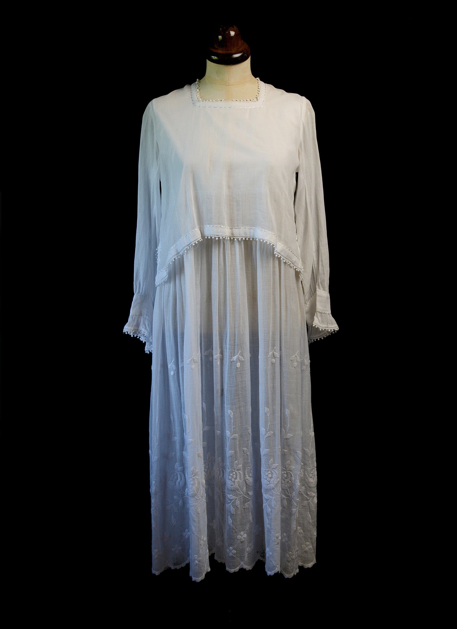 Antique 1910s White Embroidered Cotton Dress