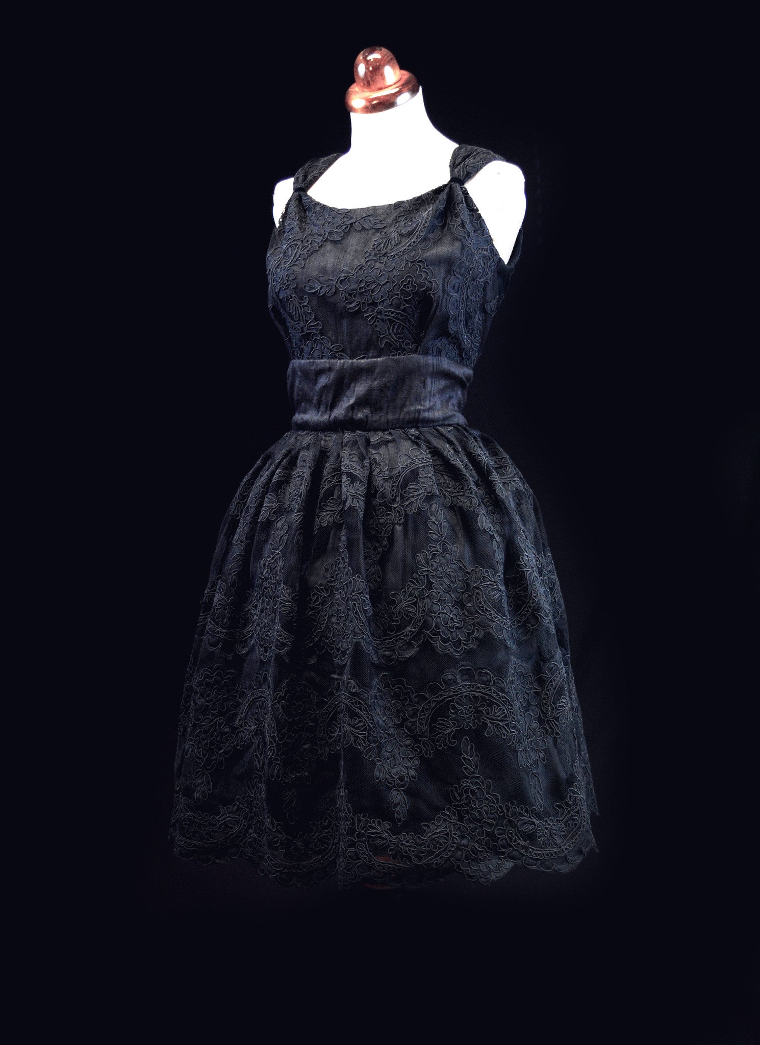 Emily - Black Corded Lace Dress