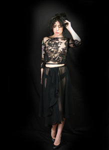 Babette - Black Corded Lace Top